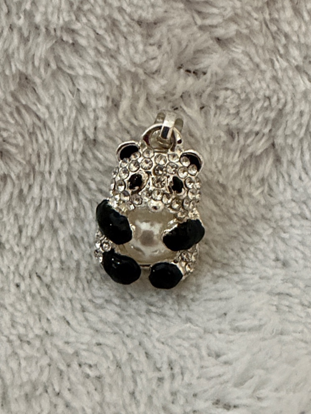 Crystal Panda Pendant Necklace Charm in Black and Silver